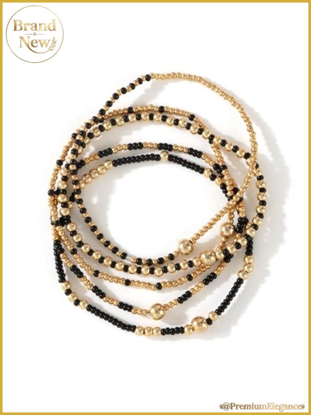 Handmade Boho Beaded Stackable Bracelets Gold Chain Stretch Jewelry Set